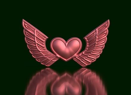 wings love heart sculpture 3d print model - Mito3D
