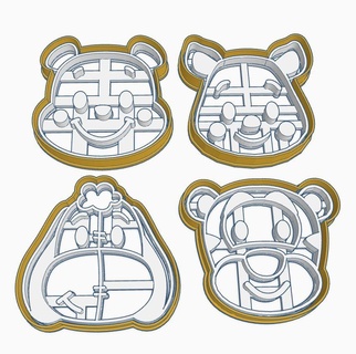 winnie pooh baby friends - 04 cookie cutters cutter stamp item kitchen cake tiger pig donkey 3d print model - Mito3D