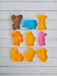 winnie pooh cookie cutter bear rabbit honey bakery kit pack cutting cutters molds cookies seal stamper 3d print model - Mito3D