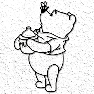 winnie pooh miel oso pared Arte decoración abeja tigger cristóbal Robin dibujos animados pixar disney hunny tarro 2d mural oh molestar 3d print model - Mito3D