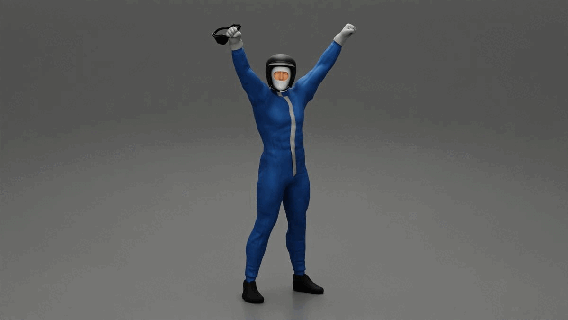 winning racing driver celebrates victory holding glasses 164scale 164scalediecast 164photography diorama164scale body character human sculpture diorama people print man boy male 3d print model - Mito3D