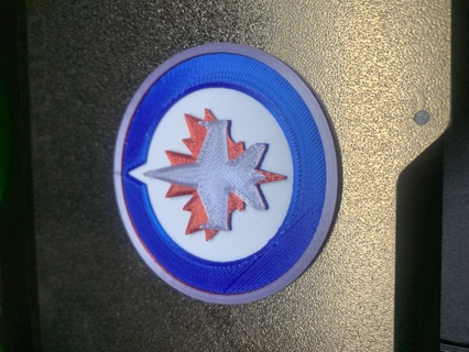 Winnipeg jatos emblema logotipo hóquei nhl disco porta copos parede arte gelo arena 3d print model - Mito3D