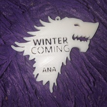 winter coming wolf keychain keys key ring home nature throne 3d print model - Mito3D