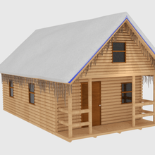 winter log cabin game ice snow cold camp pine tree wood architecture architect indoor outdoor jungle forest building home house 3d print model - Mito3D