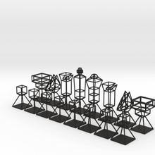 wire minimal chess set game low-poly 3d print model - Mito3D