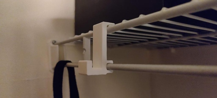 wire shelf coat hanger hook bracket clip organization 3d print model - Mito3D
