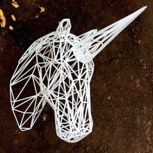 wire unicorn head statue home accessories sculptures fantasy horn horse wired wireframe licorne 3d print model - Mito3D
