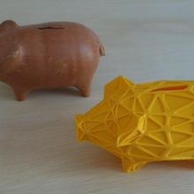 wireframe piggy bank lowpoly 3d print model - Mito3D