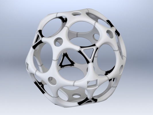 tel kafes şekil geometrik delikler desen top elementler pürüzsüz ilmi platonik formlar daire konsept element form geometri delik sanat matematiksel 3d print model - Mito3D