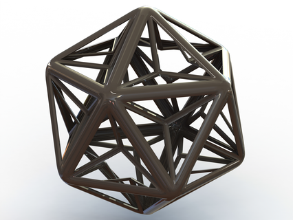 wireframe forma grande dodecaedro arte facce figura geometria matematico plastica poliedri piramidi regolare triangolare vertice pentagrammico non convesso stampabile geometrico 3d print model - Mito3D