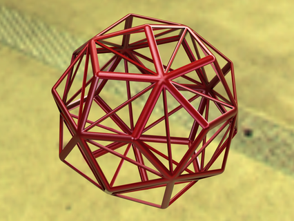 Drahtmodell gestalten klein triambisch Ikosaeder Kunst Geometrie Star Polyeder regulär Hexagon Gesichter Kanten Eckpunkte Euler charakteristisch Isoeder symmetrisch sechseckig Hexekontaeder Plastik 3d print model - Mito3D