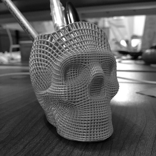 estructura metálica cráneo lápiz soporte florero 3D print model - Mito3D