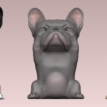 wise french bulldog dog three puppy gift wisdom animal art toy decoration ornament cute 3d print model - Mito3D