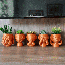 wise monkeys vase set monkey three five planter flower pot see no evil hear speak 3d print model - Mito3D