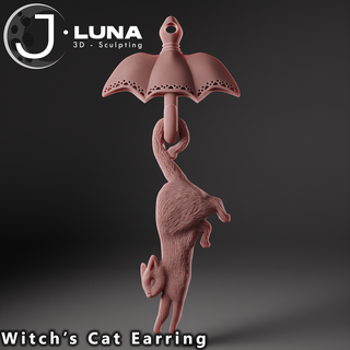 witch's cat earrings 3d print model - Mito3D