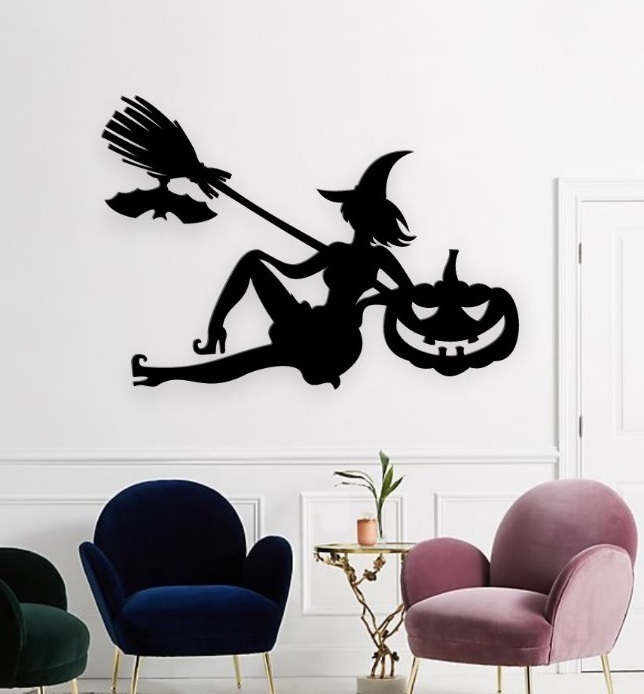 sorcière Halloween effrayant fierté mur art décor horreur Festival heureux Château jack Skellington morte pitre citrouille griffe main 3D print model - Mito3D