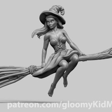 witch game broom caster dnd girl rpg tabletop games 3d print model - Mito3D
