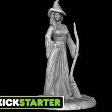 witch - kickstarter model game broom dungeons dragons fantasy female figurine games halloween decoration hat human mage magic magician mini miniature pathfinder rpg sorcerer spring tabletop warhammer woman toy 3d print model - Mito3D
