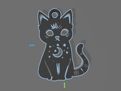 bruxa Preto gato chaveiro 3d print model - Mito3D