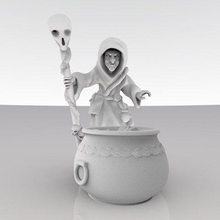 witch brewing art models wizard wargaming tabletop miniature mage 3d print model - Mito3D