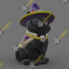 sorcière chat Jeu Halloween noir décoration ornement cadeau mignonne horreur 3d print model - Mito3D