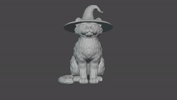 witch cat model Art halloweenxcults halloween hat terror 3d print model - Mito3D