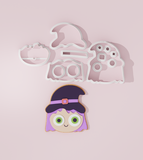 strega ragazza cookiecutter biscotto frese Halloween taglierina disegni cottura utensili Pasticcino pasta zucchero personalizzato Fai stagione spaventoso infestato Casa trick or treat zucca 3d print model - Mito3D