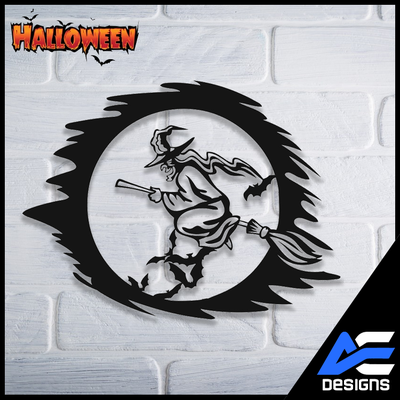 witch halloween wall art bruja decoracion de pared art hogar gratis decoraci n mural exclusive hollidays fly arte 3d print model - Mito3D