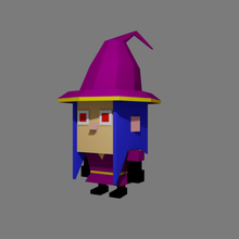 witch low poly game art character cute tiny cubic 3d print model - Mito3D