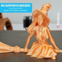 Hexe Unterstützung frei Remix Kunst Halloween Dekor Besenstiel Besen gruslig Magie support free robin3dverse Kürbis Skulptur 3d print model - Mito3D