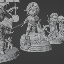 sorceleur chibi pack Jeu culture pop traître Yennefer Geralt ciri statue figure fdm sla résine sauvage chasse jouet art 3d print model - Mito3D