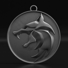 witcher medallion art jewelry silver 3d printing printable souvenir present other series netflix thewitcher deco 3d print model - Mito3D