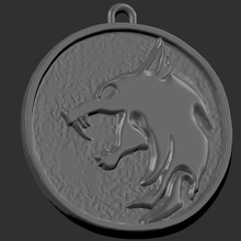 witcher pendant game magician magic animal face head wolf silver medieval epic medallion cosplay series sorceleur netflix 3d print model - Mito3D