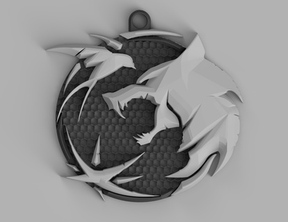 witcher wolf medallion 043c 93 x 975mm coin toss 3d print model - Mito3D