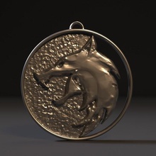 witcher Kunst andere vorhanden souvenir bedruckbar ist gold drucken 3d Silber Schmuck medallion 3d print model - Mito3D