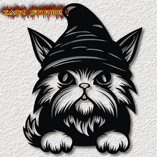 witches cat wall decor halloween cat wall art 2d animal halloween cat angry witch warlock persian kitten hat witches kitty wall free home decor art decoration wallart 2d low poly meme  3d print model - Mito3D