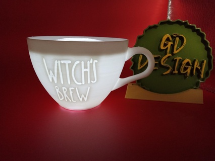 witches coffee cup halloween light Various tealight reading party nightlight office kids room art decor man cave she shed 3d print model - Mito3D