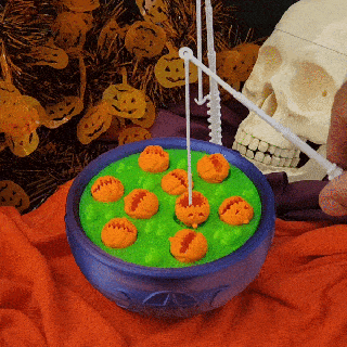witchy pumpkin fishing Game halloween interactive game spooky decorative diy assembly motorized seasonal festive magical enchanting playful unique gift haunted display witch cauldron potion 3d print model - Mito3D