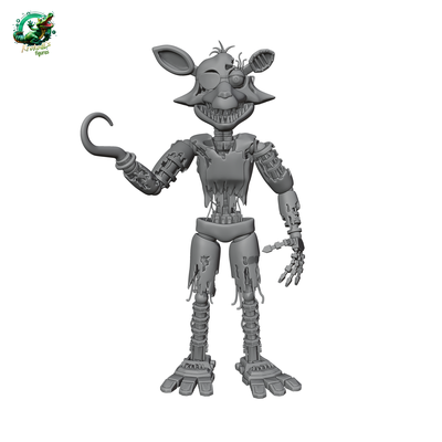 withered foxy game fnaf robot character man armor figurine miniatures animal game figurines freddy horror pirate 3d print model - Mito3D