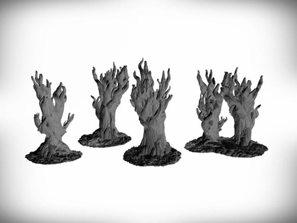withered trees - starter bundle tree terrain terrainify hills scatter miniatures dnd d&d wargaming rpg roleplayinggame 3d print model - Mito3D