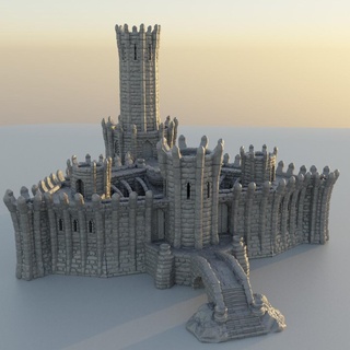 wizard academy 28 mm tabletop terrain rpg dnd medieval supportfree old stone fort university structure playable interior modular 28mm 25mm 15mm wargame 3d print model - Mito3D
