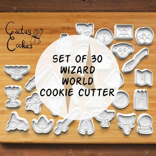 wizard cookie cutter set 0500 Home present gift love christmas xmas baking fondant clay anniversary birthday with stamp polymer embosser commercial license patreon harry magic hallows lightning 3d print model - Mito3D
