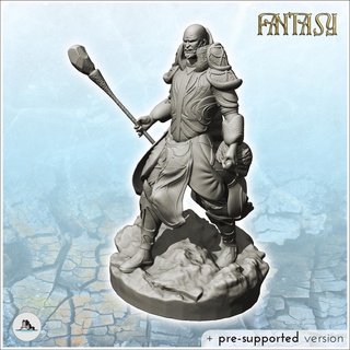 wizard full armor specter hand 1 - medieval fantasy magic feudal old archaic saga 28mm 15mm chaos darkness demon scenery figure statue miniatures resin character rpg terrain diaroma mini middle age dark fantastic war traditionnal empire village 3d print model - Mito3D