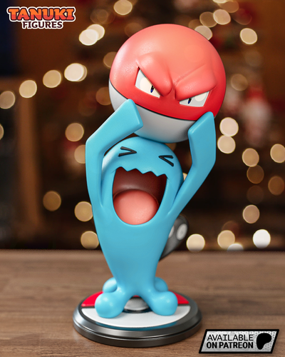 wobbuffet voltorb figure pok lun art pokémon anime manga 3dprint jouet collectionner action 3d print model - Mito3D