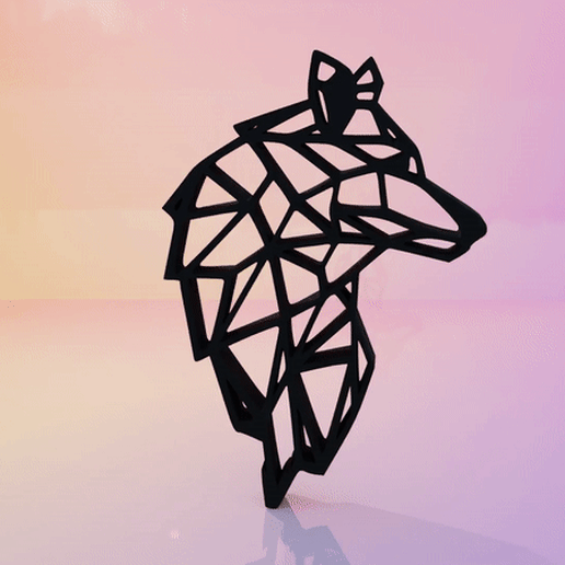 wolf art decoration animal geometric wall animals 3D print model - Mito3D