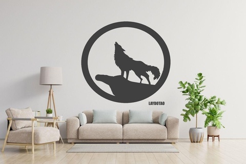 wolf animal deco Home wall moon love mascot jungle animals tables decoration house 3d print model - Mito3D
