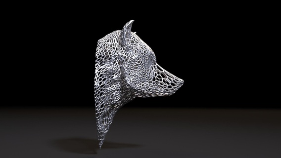 Lobo fracasso animal animais cão Voronoi mamífero fera natureza selvagem lobisomem rouco cabeça Bravo alfa uivo criatura arte esculturas 3d print model - Mito3D