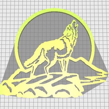 lobo decoração a arte animais luar rocha 3d print model - Mito3D