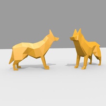 wolf-Hund 3d-Datei Kunst lowpoly 3d print model - Mito3D
