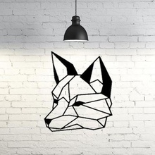 wolf face wall sculpture 2d art animal decor decoration geometric geometry low poly 3d print model - Mito3D